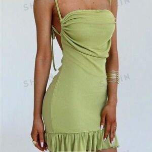 green mini dress